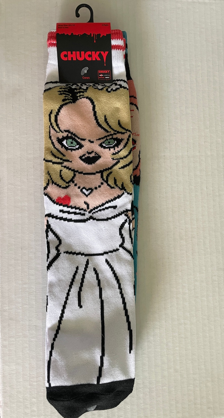 Horror Movie Chucky Bride Child Play 2 pair crew socks NWT